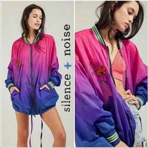 Silence + Noise Pink and Purple Bomber Jacket